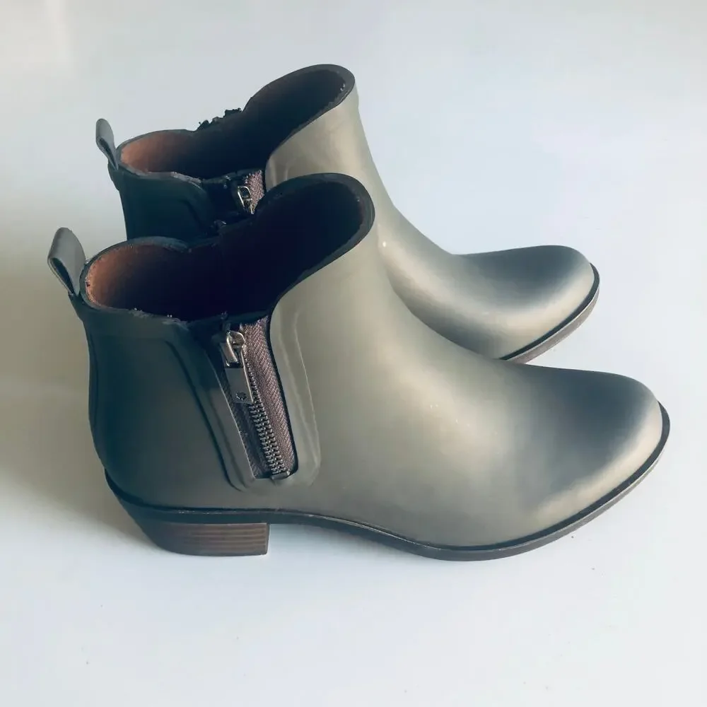 Lucky Brand 'Basel' Women's 8 Rain Boot Gray Ankle Bootie Rubber Outdoor Garden